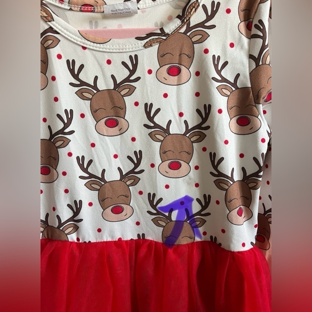 Reindeer and red tulle Christmas dress - Picture 3 of 4